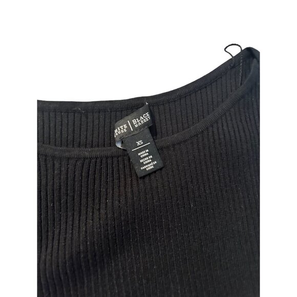 WHITE HOUSE BLACK MARKET WHBM Black Long Sleeve Asymmetrical Trim Blouse Sz XS - Picture 6 of 7